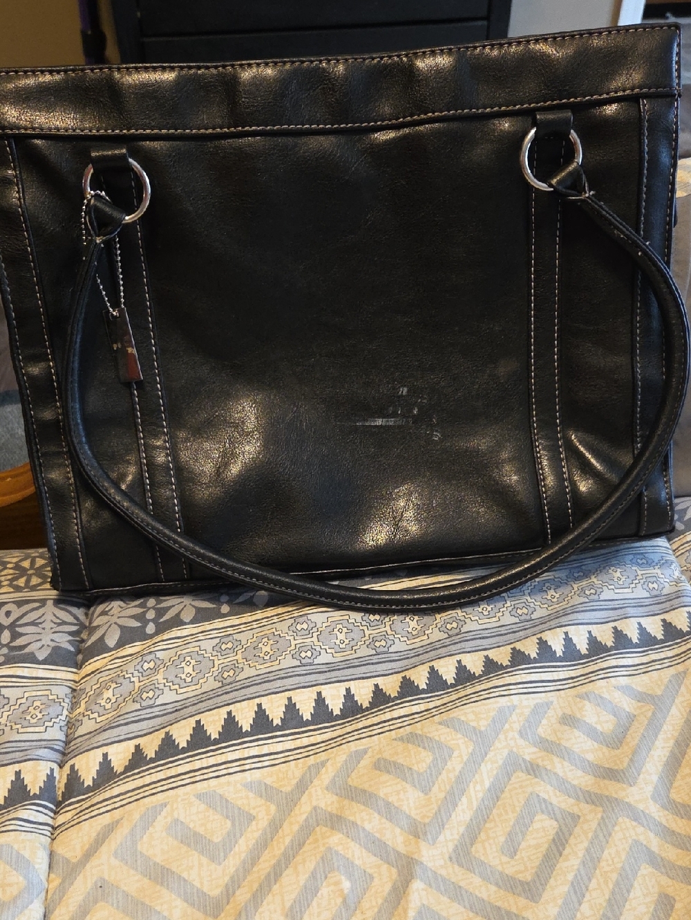 Sag Harbor Black Tote with Silver Rings